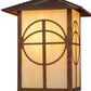 Meyda Lighting Seneca 17" Vintage Copper Circle Cross Lantern Pendant Light With Beige Iridescent Shade Glass