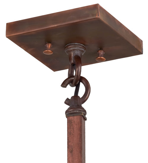Meyda Lighting Seneca 17" Vintage Copper Circle Cross Lantern Pendant Light With Beige Iridescent Shade Glass