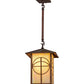 Meyda Lighting Seneca 17" Vintage Copper Circle Cross Lantern Pendant Light With Beige Iridescent Shade Glass