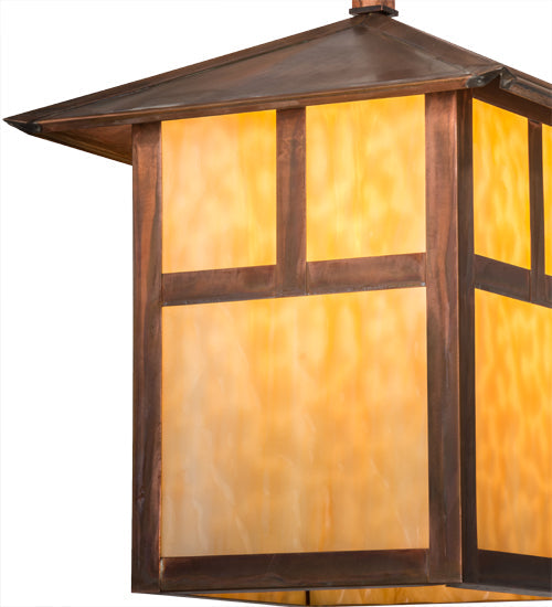 Meyda Lighting Seneca 17" Vintage Copper "T" Mission Pendant Light With Beige Art Shade Glass