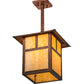 Meyda Lighting Seneca 17" Vintage Copper "T" Mission Pendant Light With Beige Art Shade Glass