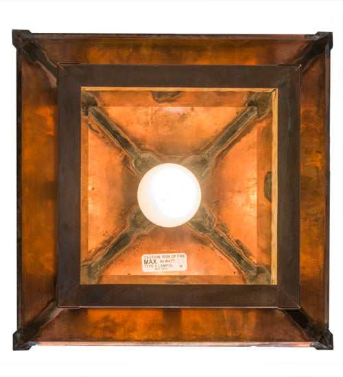 Meyda Lighting Seneca 17" Vintage Copper "T" Mission Pendant Light With Beige Art Shade Glass