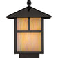 Meyda Lighting Seneca 172643 9" Craftsman Brown "T" Mission Curved Arm Wall Sconce With Beige Iridescent Art Shade Glass