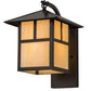 Meyda Lighting Seneca 172643 9" Craftsman Brown "T" Mission Curved Arm Wall Sconce With Beige Iridescent Art Shade Glass