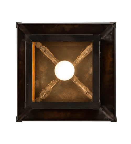 Meyda Lighting Seneca 18" Craftsman Brown Great Pines Pendant Light With Ambra Siena Idalight Shade Glass