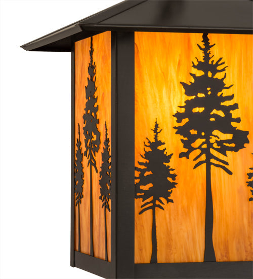 Meyda Lighting Seneca 18" Craftsman Brown Great Pines Pendant Light With Ambra Siena Idalight Shade Glass