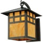 Meyda Lighting Seneca 18" Craftsman Brown Window Pane Curved Arm Wall Sconce With Ambra Siena Idalight Shade Glass
