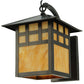 Meyda Lighting Seneca 18" Craftsman Brown Window Pane Curved Arm Wall Sconce With Ambra Siena Idalight Shade Glass