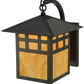 Meyda Lighting Seneca 18" Craftsman Brown Window Pane Curved Arm Wall Sconce With Ambra Siena Idalight Shade Glass