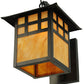 Meyda Lighting Seneca 18" Craftsman Brown Window Pane Curved Arm Wall Sconce With Ambra Siena Idalight Shade Glass