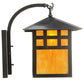Meyda Lighting Seneca 18" Craftsman Brown Window Pane Curved Arm Wall Sconce With Ambra Siena Idalight Shade Glass