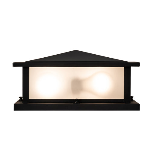 Meyda Lighting Seneca 20" 4-Light Craftsman Brown Prime Pier Mount Light With Clear Frosted Shade Glass