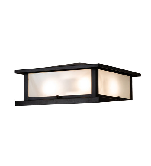 Meyda Lighting Seneca 20" 4-Light Craftsman Brown Prime Pier Mount Light With Clear Frosted Shade Glass