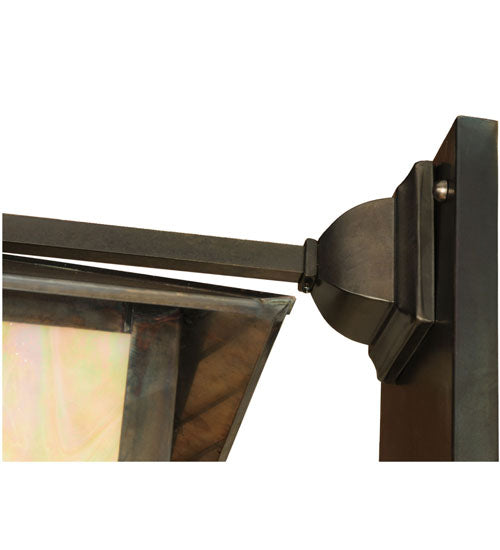Meyda Lighting Seneca 20" Craftsman Brown Custom Bar Mission Wall Sconce With Beige Iridescent Shade Glass