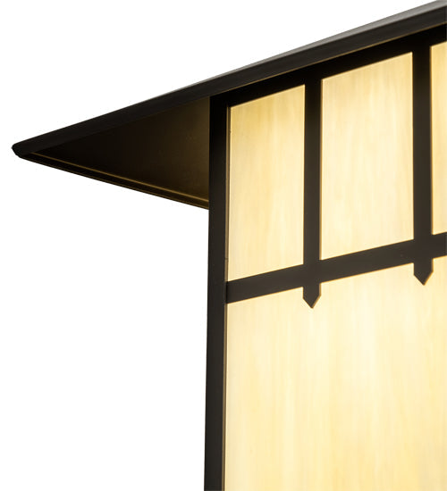 Meyda Lighting Seneca 20" Oil Rubbed Bronze Double Cross Mission Pendant Light With Beige Art Shade Glass