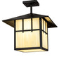 Meyda Lighting Seneca 20" Oil Rubbed Bronze Double Cross Mission Pendant Light With Beige Art Shade Glass