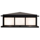 Meyda Lighting Seneca 20"Sq 4-Light Satin Black Wrought Iron Double Bar Mission Outdoor Pier Mount Light With White Shade Glass