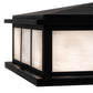 Meyda Lighting Seneca 20"Sq 4-Light Satin Black Wrought Iron Double Bar Mission Outdoor Pier Mount Light With White Shade Glass