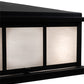 Meyda Lighting Seneca 20"Sq 4-Light Satin Black Wrought Iron Double Bar Mission Outdoor Pier Mount Light With White Shade Glass