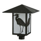 Meyda Lighting Seneca 22" Craftsman Brown Heron Post Mount Light With White Art Shade Glass