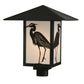 Meyda Lighting Seneca 22" Craftsman Brown Heron Post Mount Light With White Art Shade Glass