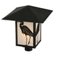 Meyda Lighting Seneca 22" Craftsman Brown Heron Post Mount Light With White Art Shade Glass