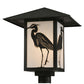 Meyda Lighting Seneca 22" Craftsman Brown Heron Post Mount Light With White Art Shade Glass