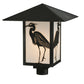 Meyda Lighting Seneca 22" Craftsman Brown Heron Post Mount Light With White Art Shade Glass