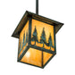 Meyda Lighting Seneca 229695 13" Craftsman Verdigris Tall Pines Pendant Light With Beige Iridescent Shade Glass