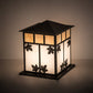 Meyda Lighting Seneca 23" 2-Light Craftsman Brown Maple Leaf Outdoor Pier Mount Light With Beige & White Iridescent Shade Glass