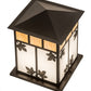 Meyda Lighting Seneca 23" 2-Light Craftsman Brown Maple Leaf Outdoor Pier Mount Light With Beige & White Iridescent Shade Glass