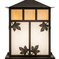 Meyda Lighting Seneca 23" 2-Light Craftsman Brown Maple Leaf Outdoor Pier Mount Light With Beige & White Iridescent Shade Glass