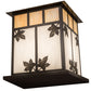Meyda Lighting Seneca 23" 2-Light Craftsman Brown Maple Leaf Outdoor Pier Mount Light With Beige & White Iridescent Shade Glass