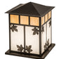 Meyda Lighting Seneca 23" 2-Light Craftsman Brown Maple Leaf Outdoor Pier Mount Light With Beige & White Iridescent Shade Glass