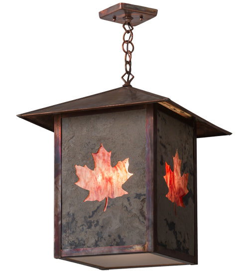 Meyda Lighting Seneca 23" 2-Light Vintage Copper Pendant Light With Red Shade Glass