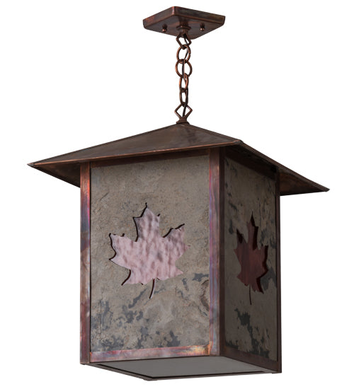 Meyda Lighting Seneca 23" 2-Light Vintage Copper Pendant Light With Red Shade Glass