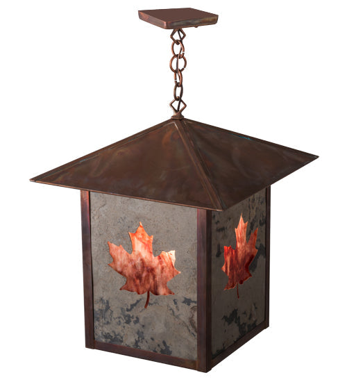 Meyda Lighting Seneca 23" 2-Light Vintage Copper Pendant Light With Red Shade Glass