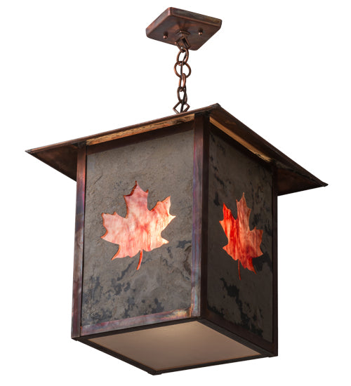 Meyda Lighting Seneca 23" 2-Light Vintage Copper Pendant Light With Red Shade Glass
