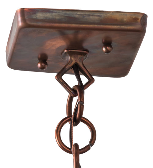 Meyda Lighting Seneca 23" 2-Light Vintage Copper Pendant Light With Red Shade Glass