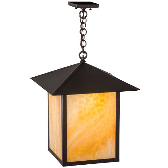 Meyda Lighting Seneca 23" Brown Pendant Light With Beige Shade Glass