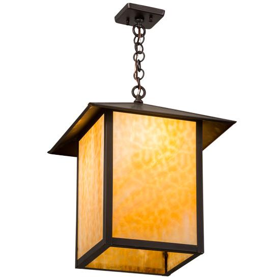 Meyda Lighting Seneca 23" Brown Pendant Light With Beige Shade Glass