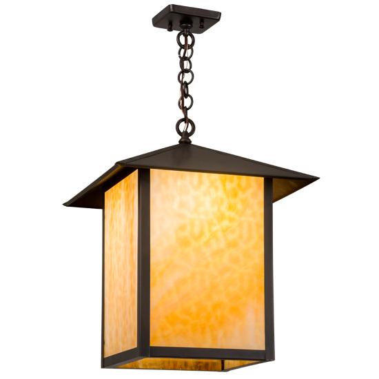 Meyda Lighting Seneca 23" Brown Pendant Light With Beige Shade Glass