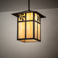 Meyda Lighting Seneca 23" Craftsman Brown Sprig Pendant Light With Beige Iridescent Shade Glass