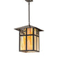 Meyda Lighting Seneca 23" Craftsman Brown Sprig Pendant Light With Beige Iridescent Shade Glass