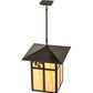Meyda Lighting Seneca 23" Craftsman Brown Sprig Pendant Light With Beige Iridescent Shade Glass