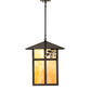 Meyda Lighting Seneca 23" Craftsman Brown Sprig Pendant Light With Beige Iridescent Shade Glass