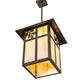 Meyda Lighting Seneca 23" Craftsman Brown Sprig Pendant Light With Beige Iridescent Shade Glass