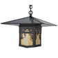 Meyda Lighting Seneca 23" Craftsman Brown Victorian Web Pendant Light With Beige Iridescent Shade Glass
