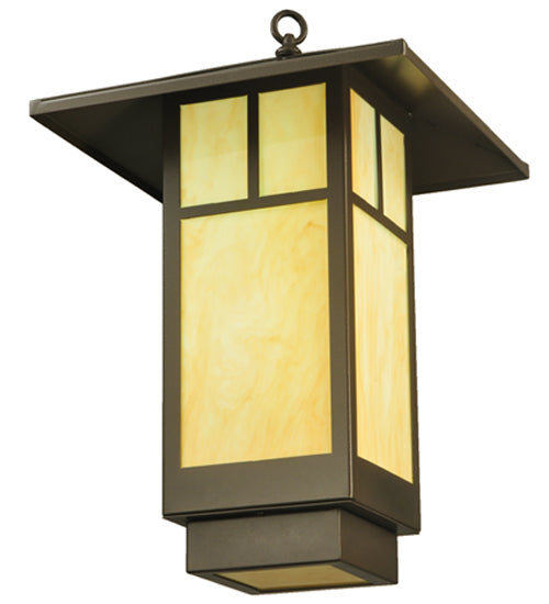 Meyda Lighting Seneca 23" LED Timeless Bronze T Mission Lantern Pendant Light With Tawnyrock Idalight Shade Glass