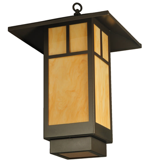 Meyda Lighting Seneca 23" LED Timeless Bronze T Mission Lantern Pendant Light With Tawnyrock Idalight Shade Glass